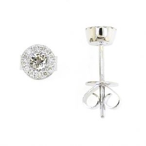 18K White Gold  Round Stud Earrings